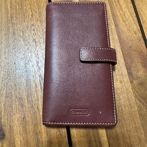 Coach Burgundy Leather Tab Bifold Wallet